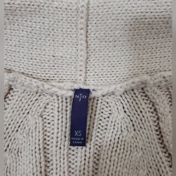 NYDJ Chunky Open Front Cardigan Sweater Womens Size XS Wool Blend Beige. - Picture 10 of 11